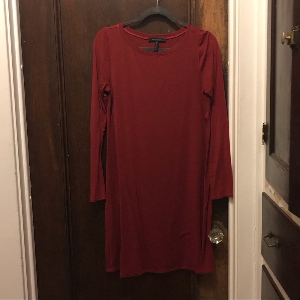 Long sleeve jersey knit mini dress